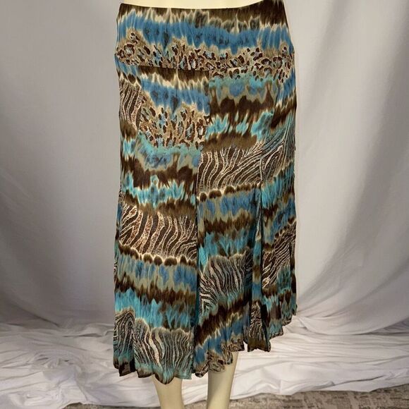 Vintage Animal Print Double Layered Chiffon Midi Skirt Size 4 - Picture 1 of 13